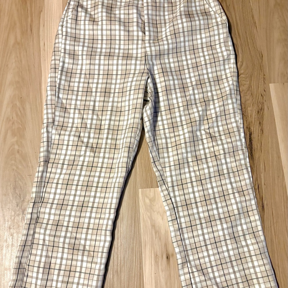 Women’s Checkered Pants - Cream and Brown